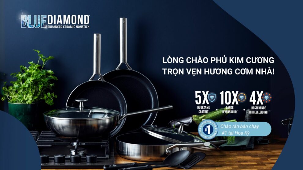 Chảo chống dính gốm phủ kim cương Blue Diamond, an toàn cho sức khỏe