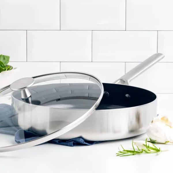 CHẢO CHIÊN CHỐNG DÍNH PHỦ TINH THỂ KIM CƯƠNG CAO CẤP BLUE DIAMOND 28CM CÓ NẮP KÍNH - Hình ảnh 2