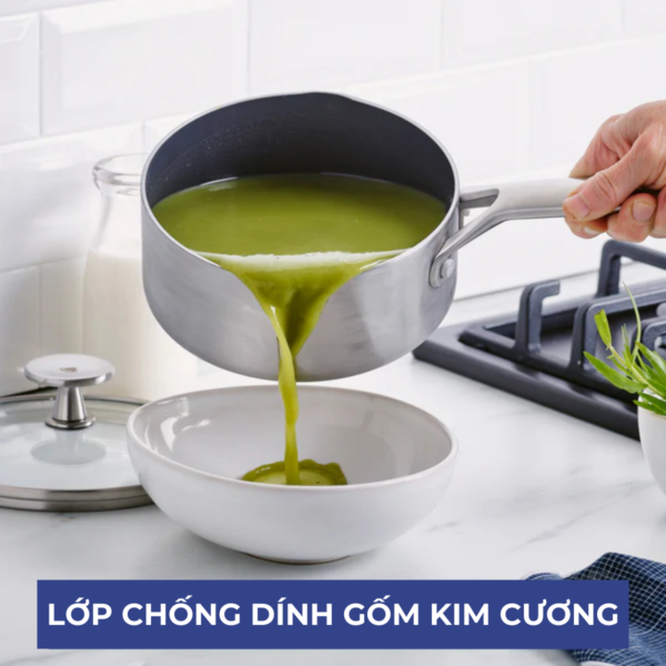 QUÁNH CÓ MIỆNG RÓT CHỐNG DÍNH PHỦ TINH THỂ KIM CƯƠNG CAO CẤP BLUE DIAMOND 16CM - Hình ảnh 3