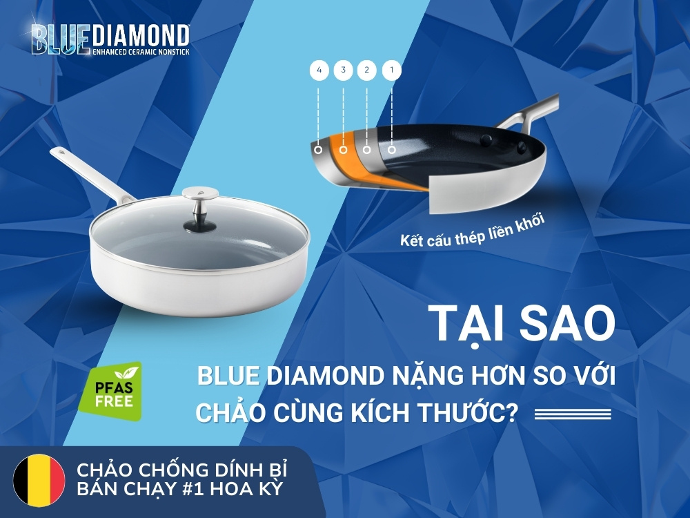 Tại sao chảo chống dính Blue DIamond lại nặng hơn chảo thông thường